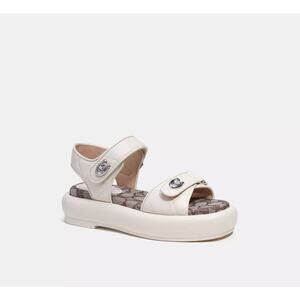Coach Women's Peyton Double Buckle Sandals, White Size 9M
